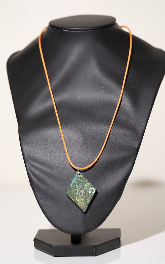 Emerald Green Diamond Resin Pendant Necklace