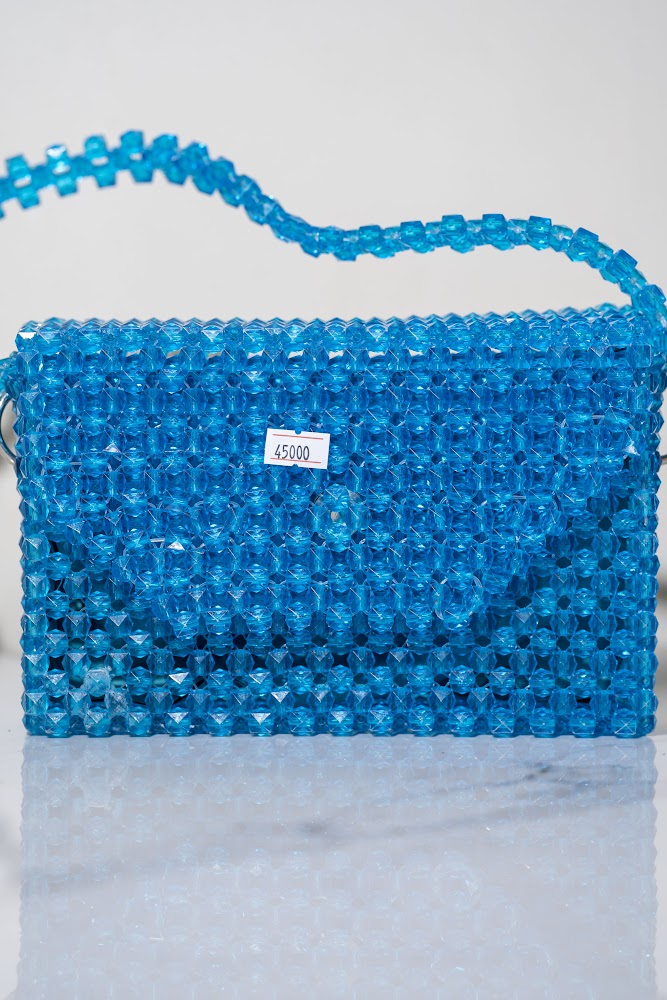 Turquoise Blue Crystal Beaded Rectangular Handbag