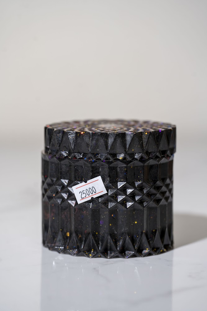 Black Galaxy Glitter Faceted Resin Jar