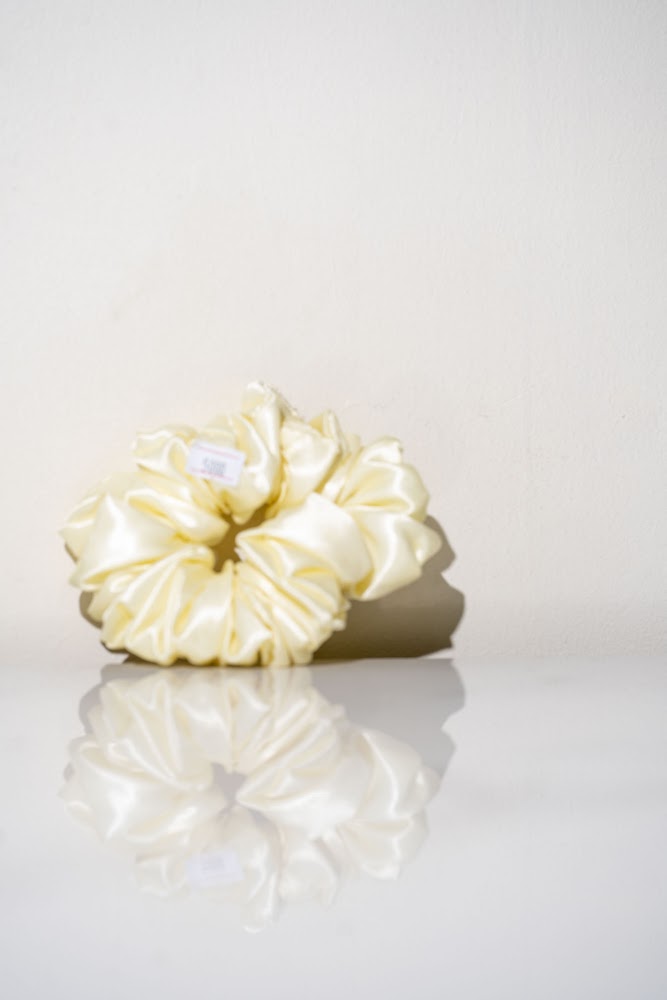Cream Satin Oversized Scrunchie