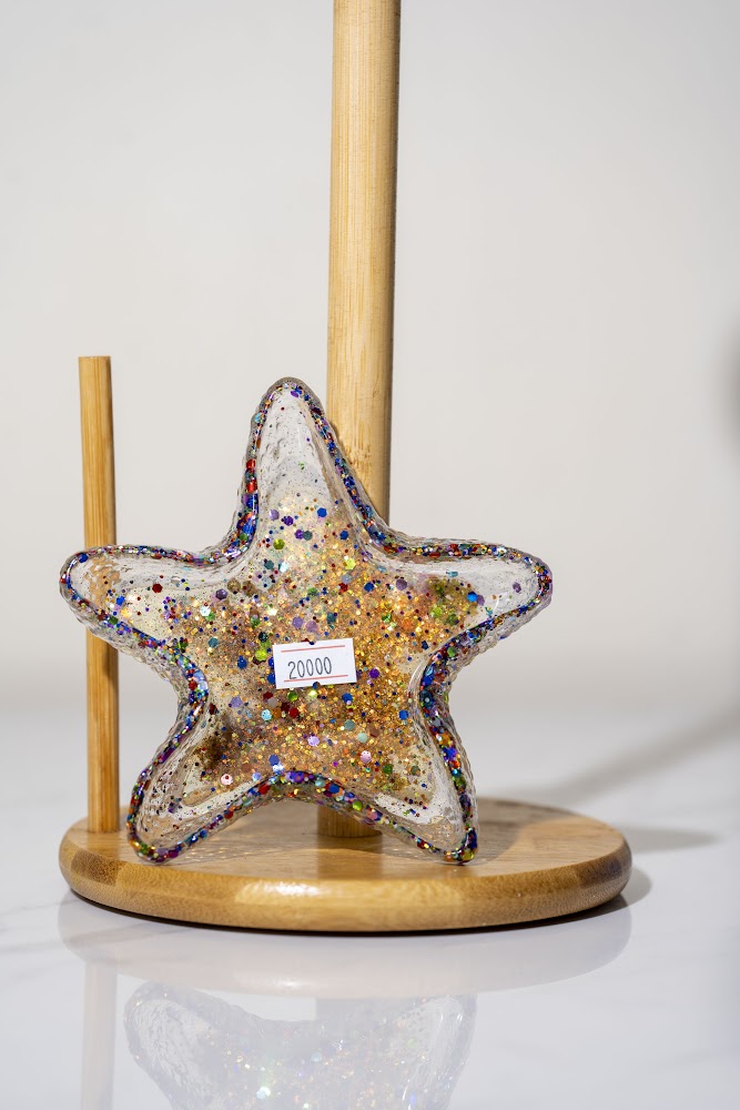 Multicolor Glitter Resin Starfish Decor Piece
