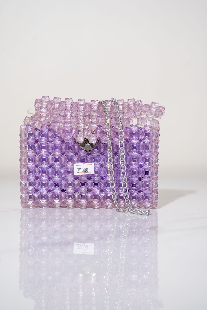 Lavender Crystal Bead Crossbody Bag
