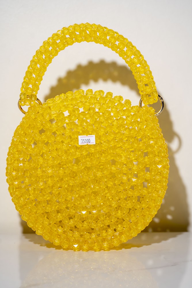 Sunshine Yellow Crystal Bead Round Handbag