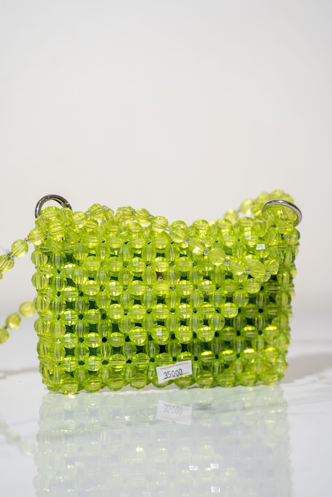 Lime Green Crystal Bead Crossbody Bag