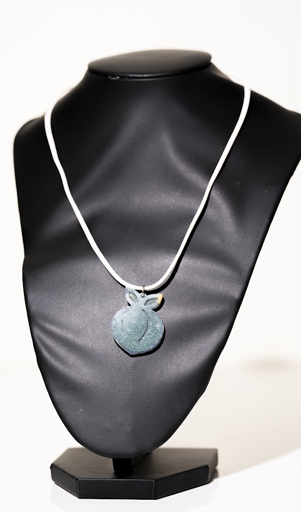 Slate Blue Resin Apple Pendant Necklace
