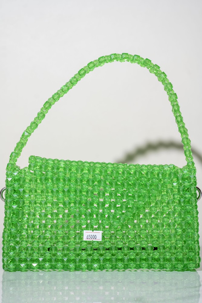 Neon Green Crystal Bead Shoulder Bag